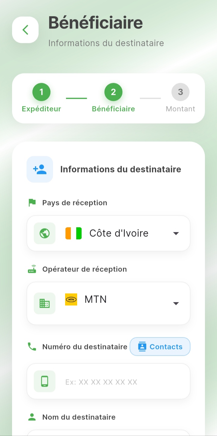 YEE Transfer App Interface