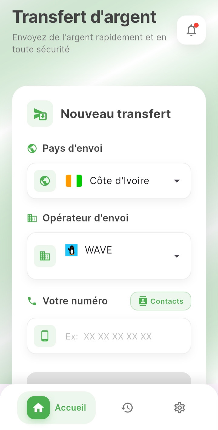 YEE Transfer App Interface